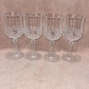 Longchamp 4 crystal wine glasses. Made in France.